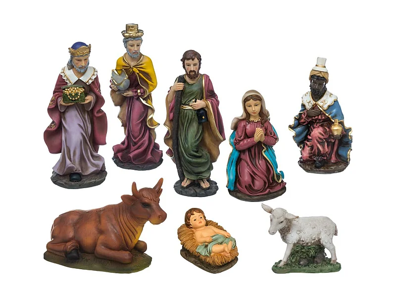 Lot de 8 Santons Déco "Noël" 21cm Multicolore