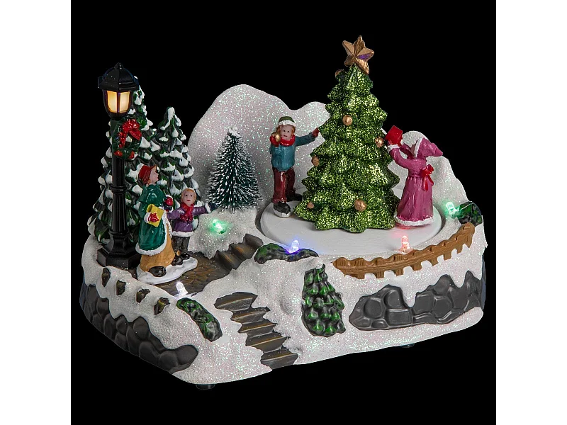 Village de Noël Sapin "Square" 18cm Multicolore