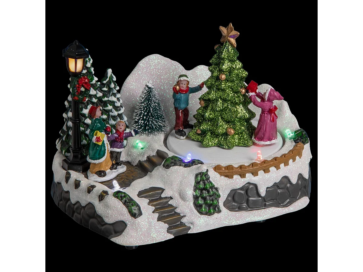 Village de Noël Sapin "Square" 18cm Multicolore