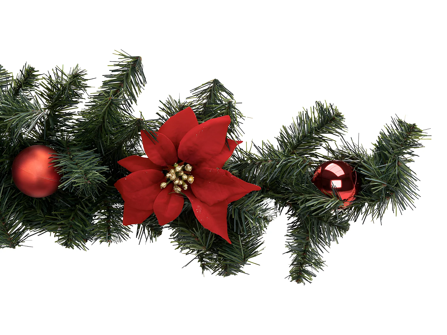 Guirlande de Noël "Poinsettia" 200cm Vert & Rouge