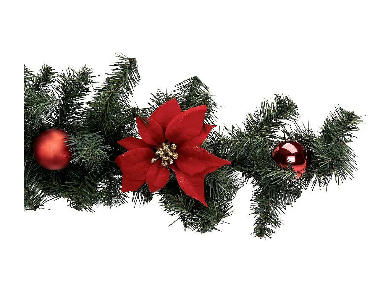 Guirlande de Noël "Poinsettia" 200cm Vert & Rouge