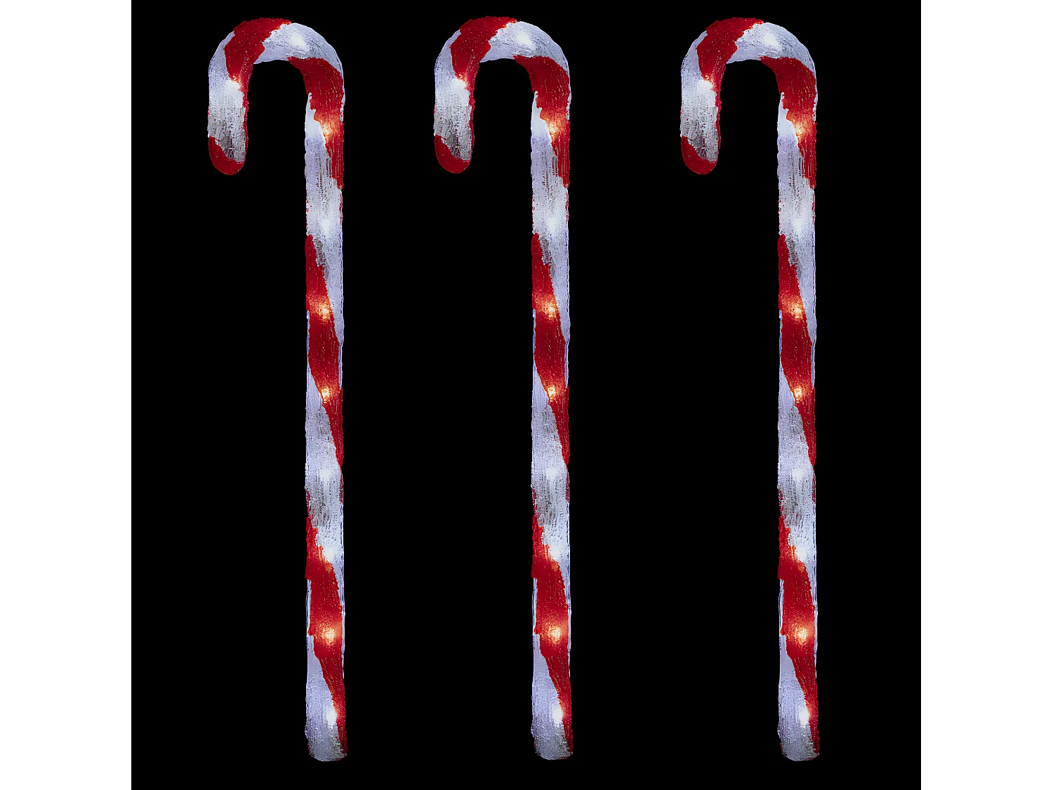 Décoration Lumineuse "3 Cannes à Sucre" 70cm Rouge