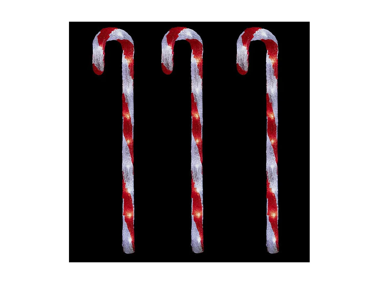 Décoration Lumineuse "3 Cannes à Sucre" 70cm Rouge