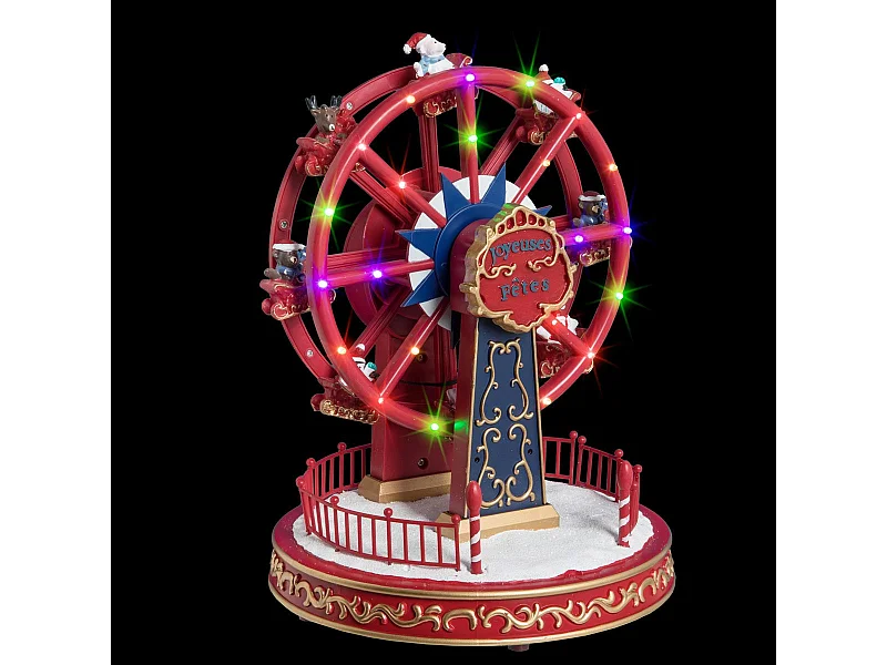 Village de Noël Roue "Fête Foraine" 26cm Rouge