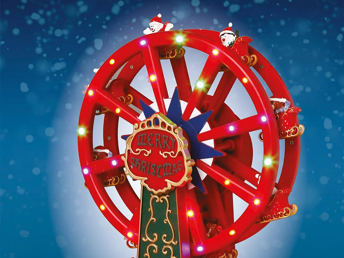 Village de Noël Roue "Fête Foraine" 26cm Rouge