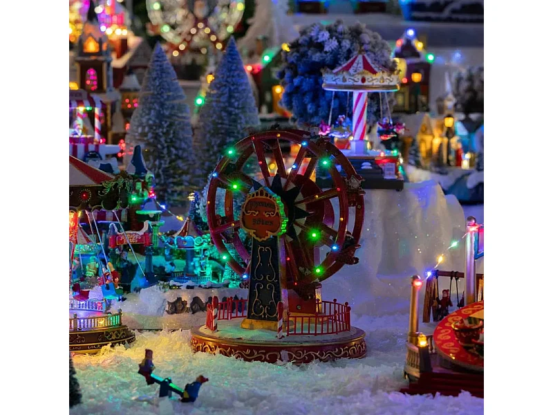 Village de Noël Roue "Fête Foraine" 26cm Rouge