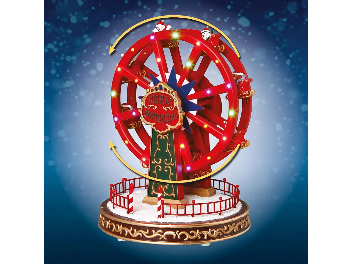 Village de Noël Roue "Fête Foraine" 26cm Rouge