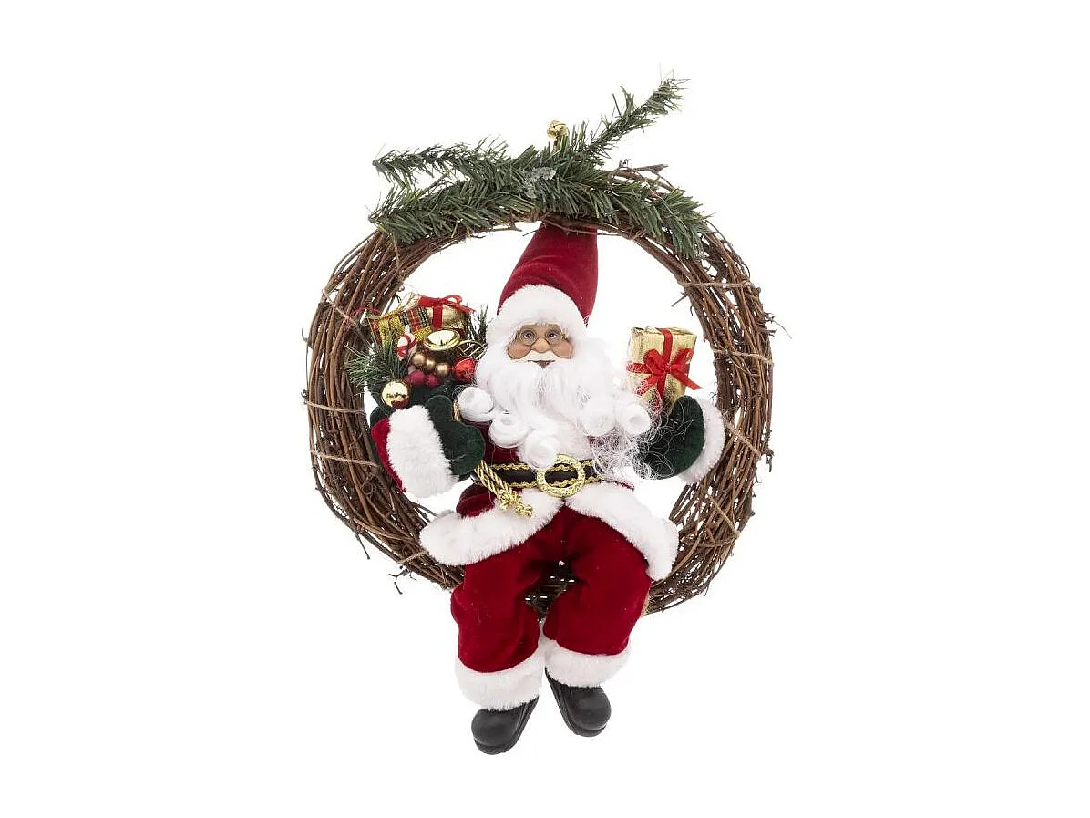 Couronne Père Noël "Marron Glacé" 39cm Naturel