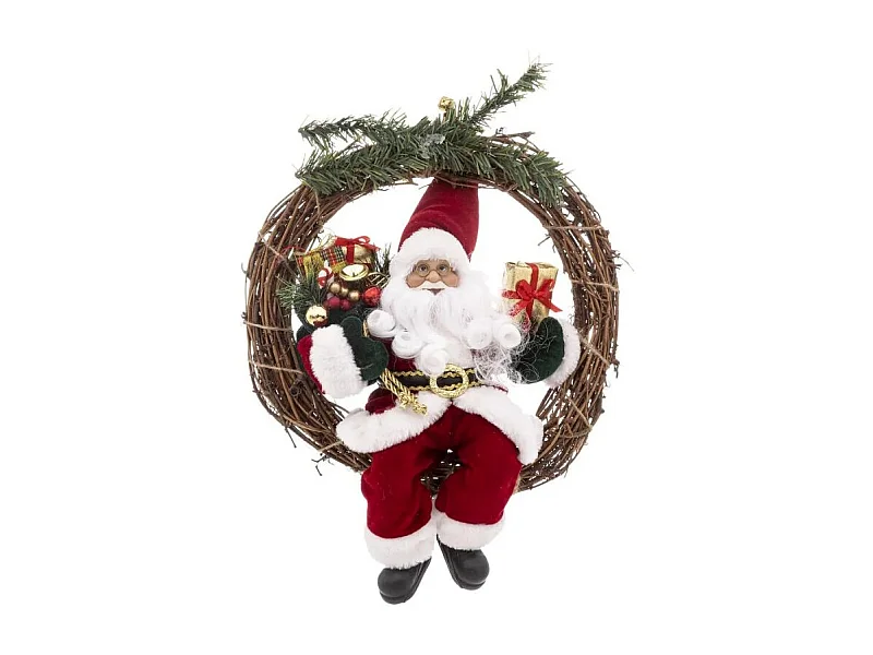 Couronne Père Noël "Marron Glacé" 39cm Naturel