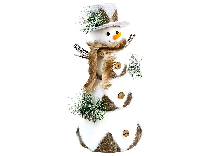 Bonhomme de Neige Déco "Glacé" 42cm Blanc