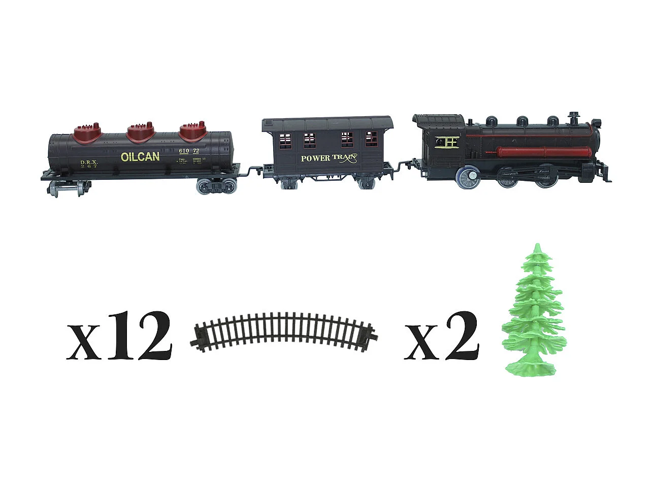 Train de Noël Électrique "17 Pièces" 55cm Gris