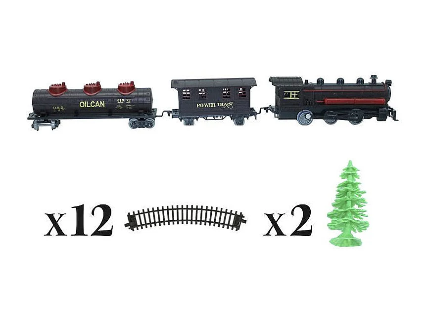 Train de Noël Électrique "17 Pièces" 55cm Gris