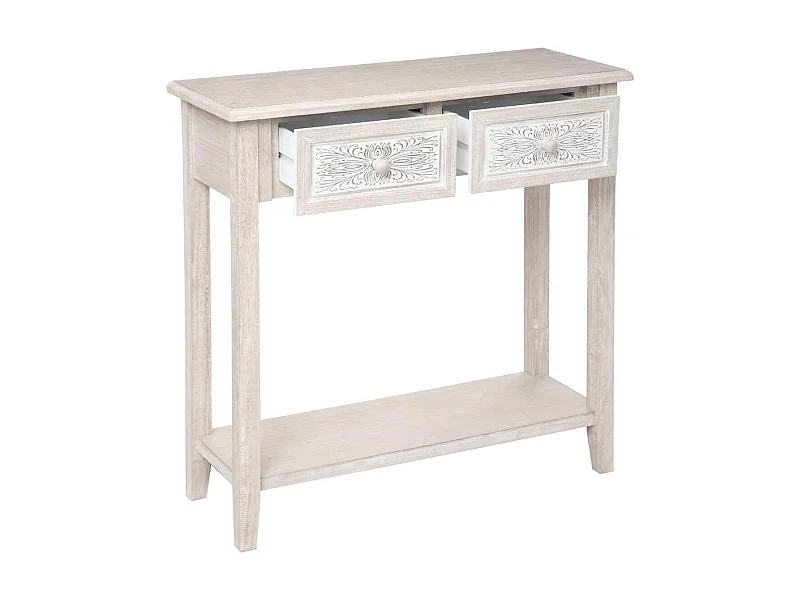 Console Design 2 Tiroirs "Hina" 80cm Blanc