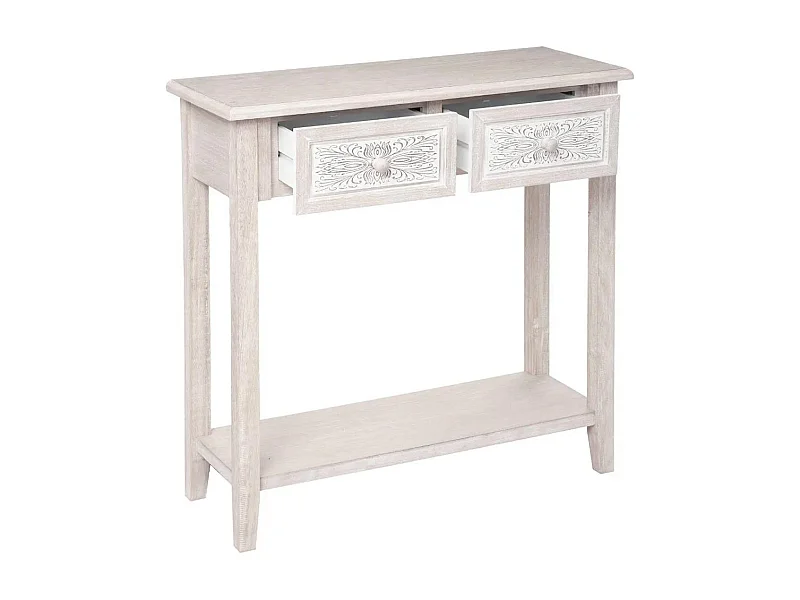 Console Design 2 Tiroirs "Hina" 80cm Blanc