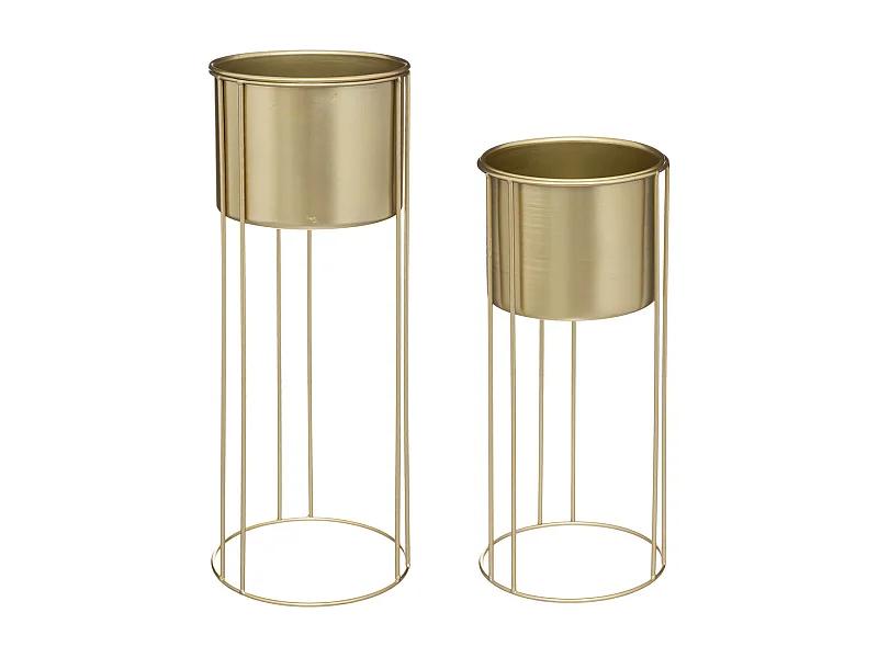 Lot de 2 Cache-Pots sur Pied "Artif" 58cm Or