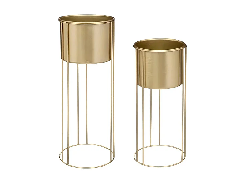 Lot de 2 Cache-Pots sur Pied "Artif" 58cm Or