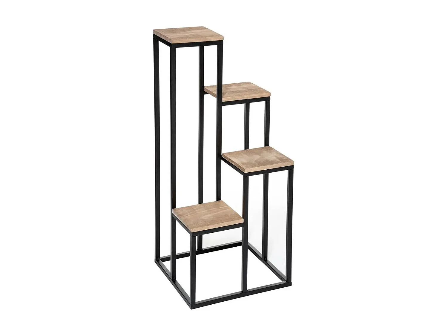 Porte Plante 4 Plateaux "Utah" 88cm Noir & Naturel