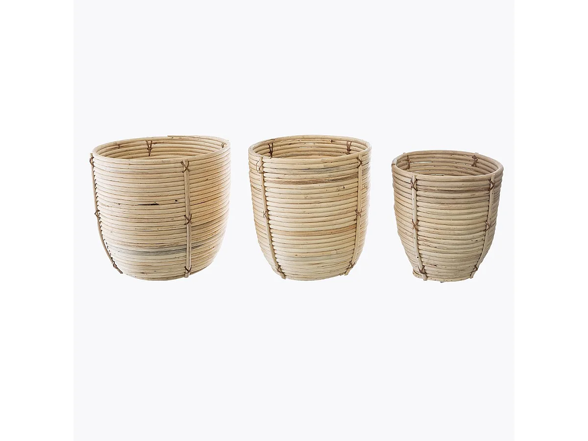 Lot de 3 Pots en Rotin "Eli" 35cm Naturel