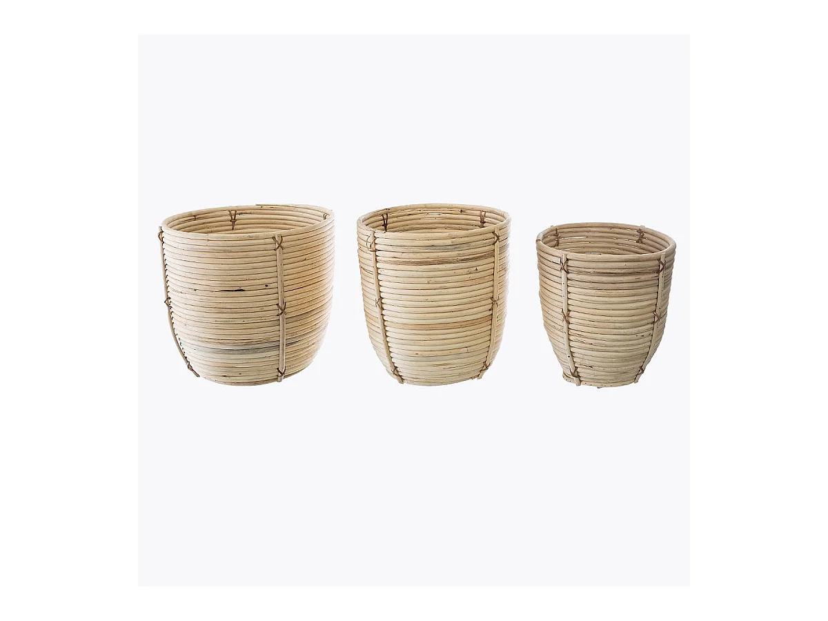Lot de 3 Pots en Rotin "Eli" 35cm Naturel