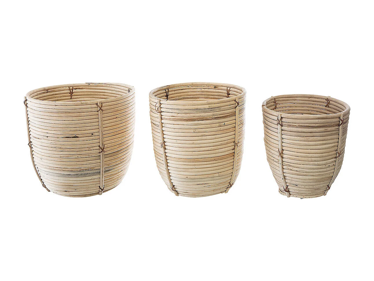 Lot de 3 Pots en Rotin "Eli" 35cm Naturel