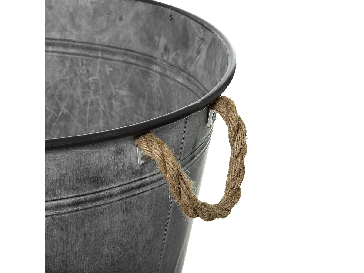 Cache-Pot en Fer Design "Zinc" 49cm Gris