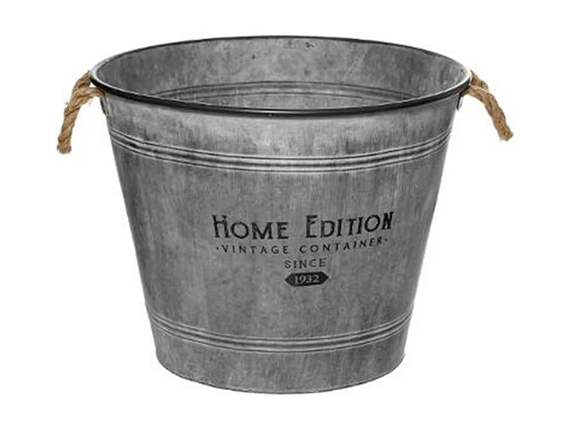 Cache-Pot en Fer Design "Zinc" 49cm Gris