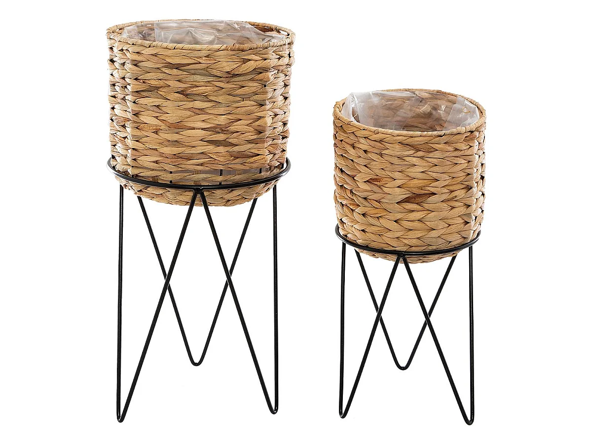 Lot de 2 Cache-Pots sur Pied "Hya" 54cm Naturel