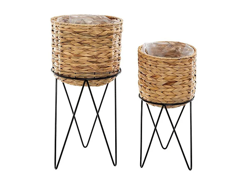 Lot de 2 Cache-Pots sur Pied "Hya" 54cm Naturel