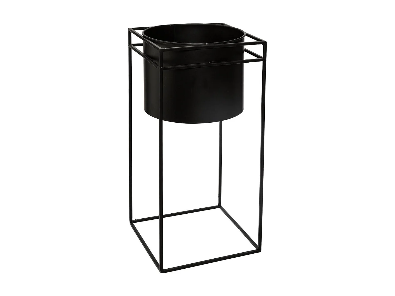 Lot de 2 Cache-Pots en Métal "Support" 40cm Noir