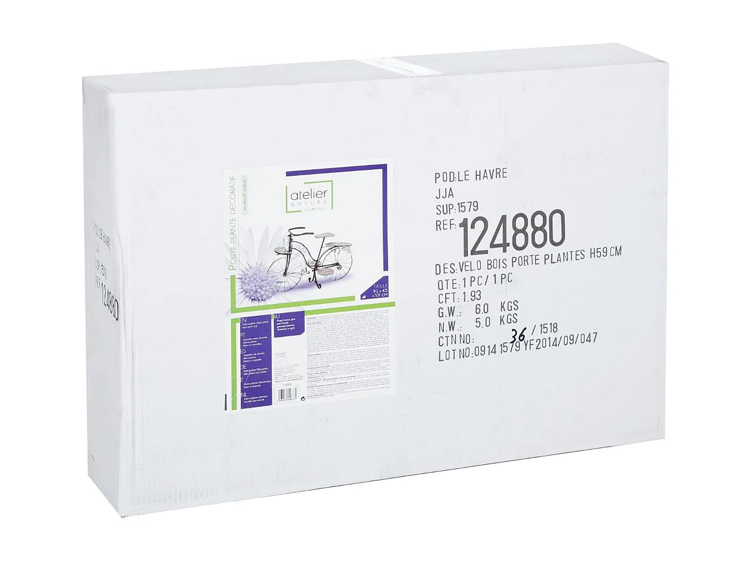 Porte-Plantes en Bois "Vélo" 97cm Chêne