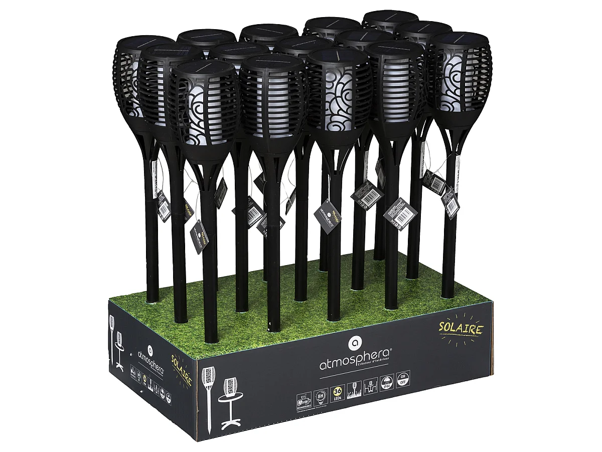 Torche Solaire Effet Flamme "Pénélope" 62cm Noir