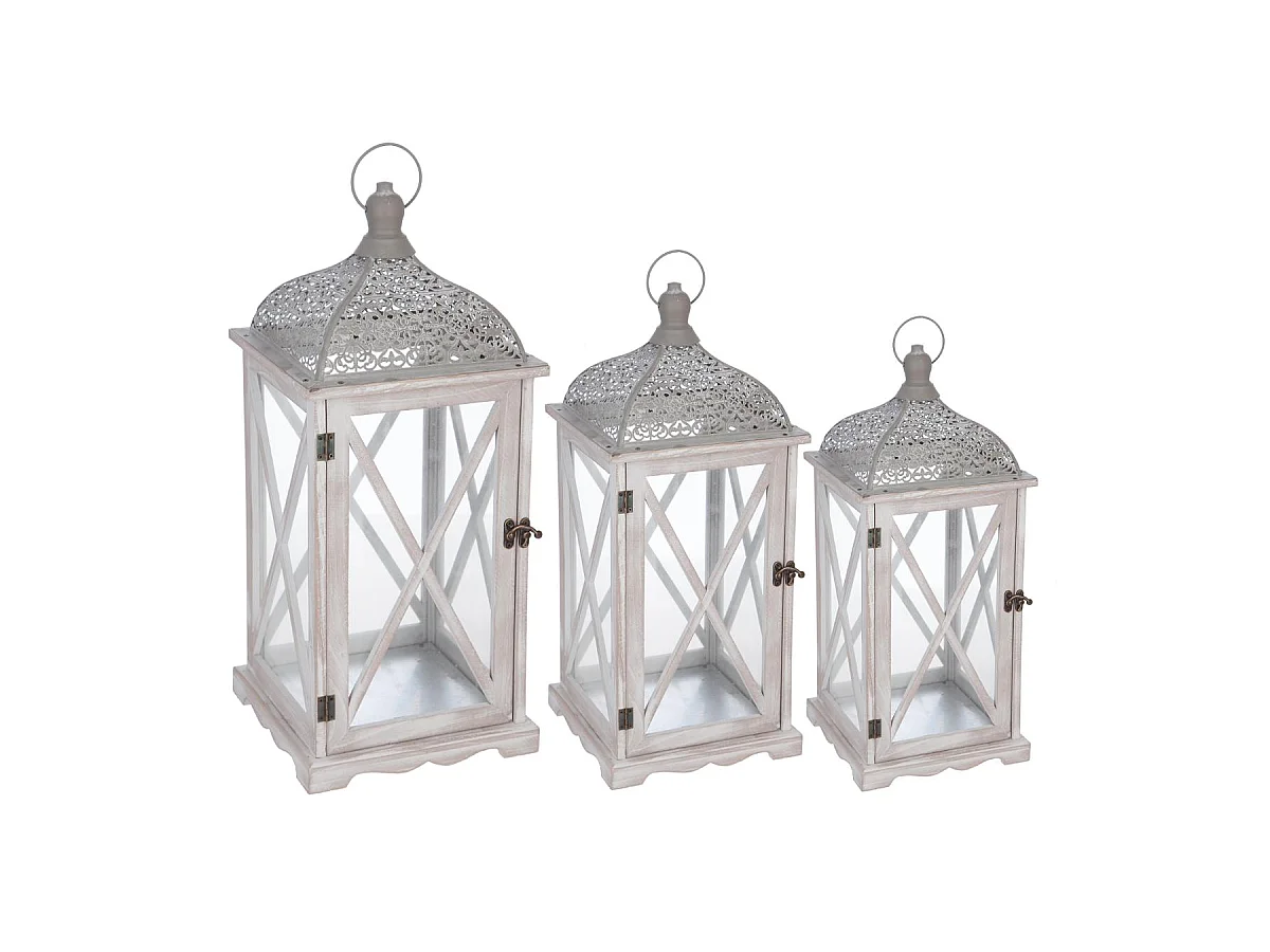 Lot de 3 Lanternes "Folkdream" 66cm Gris
