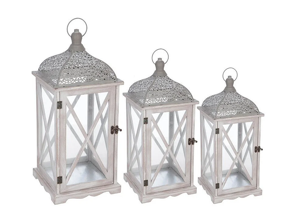 Lot de 3 Lanternes "Folkdream" 66cm Gris