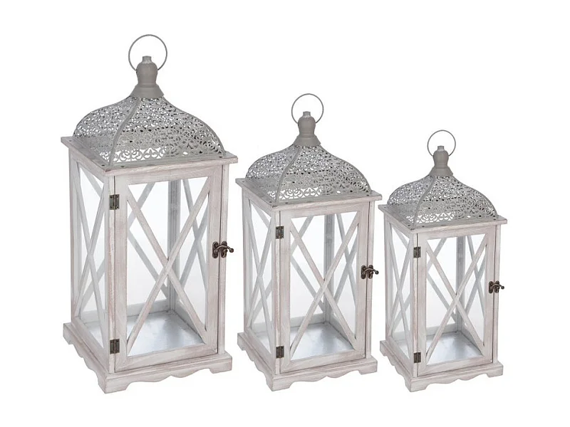 Lot de 3 Lanternes "Folkdream" 66cm Gris