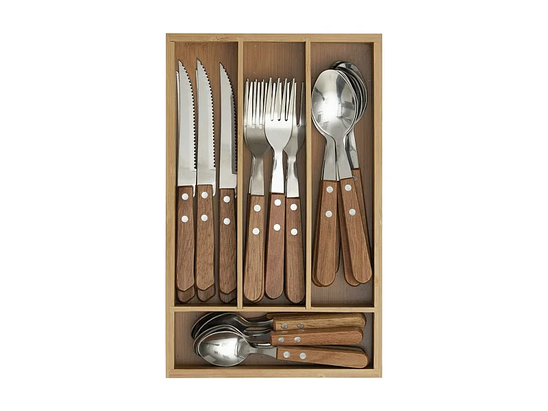 Ménagère 24 Pièces & Bac "Cadence" 30cm Naturel