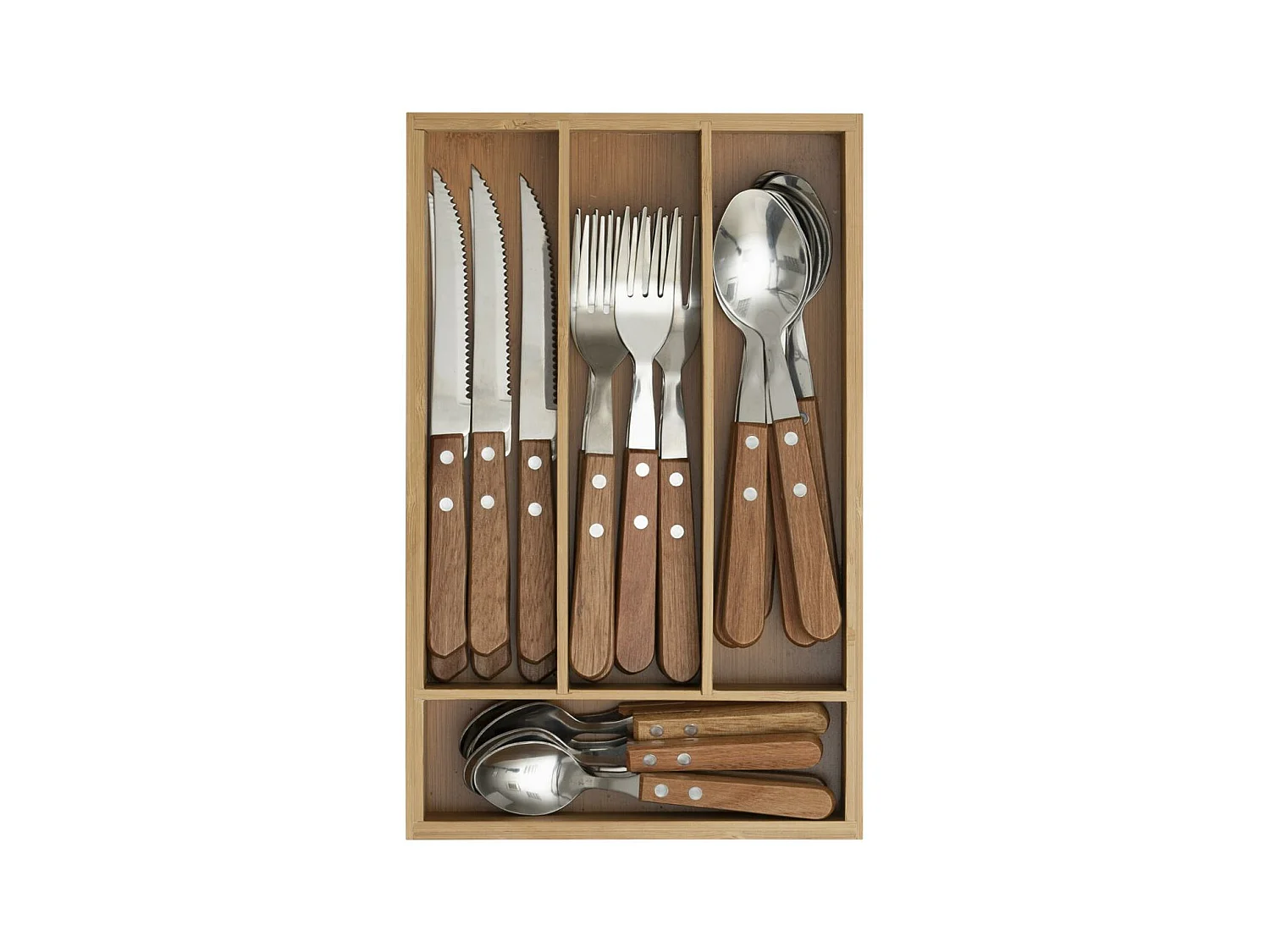 Ménagère 24 Pièces & Bac "Cadence" 30cm Naturel