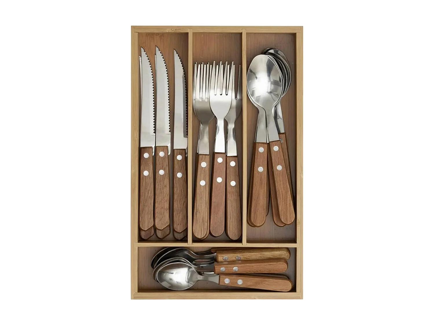 Ménagère 24 Pièces & Bac "Cadence" 30cm Naturel