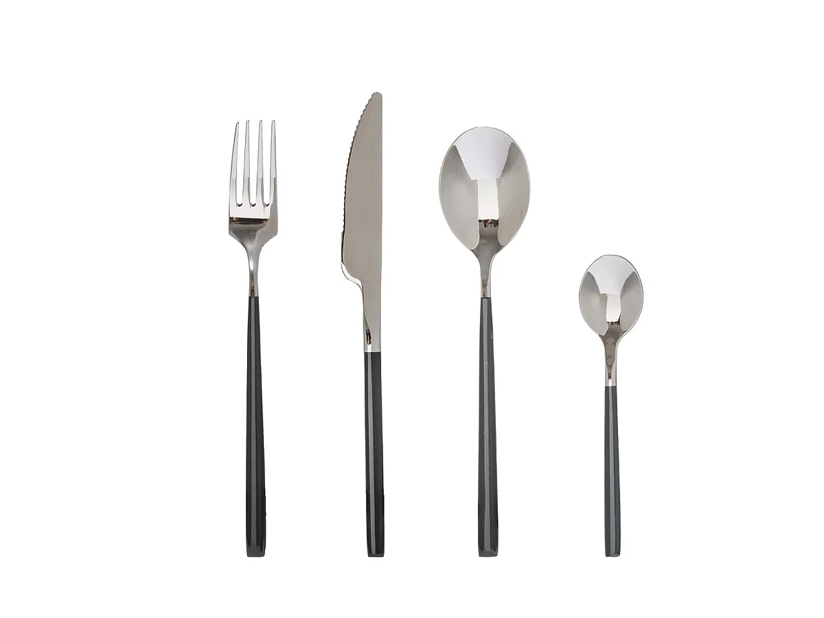 Ménagère 24 Pièces Inox "Lya" 25cm Noir