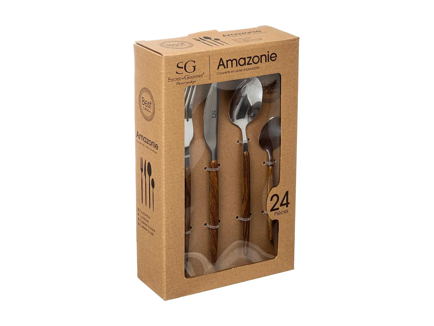 Ménagère 24 Pièces "Amazonie" 21cm Naturel