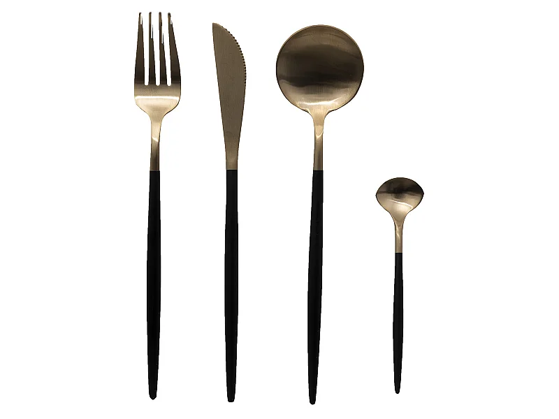 Ménagère 24 Pièces Inox "Ida" 27cm Noir & Or