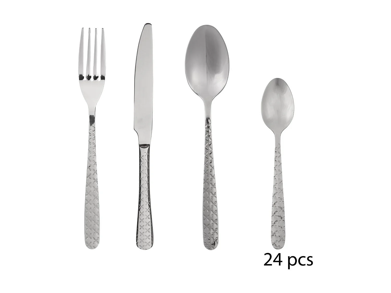 Ménagère Inox 24 Pièces "Flora" 23cm Argent