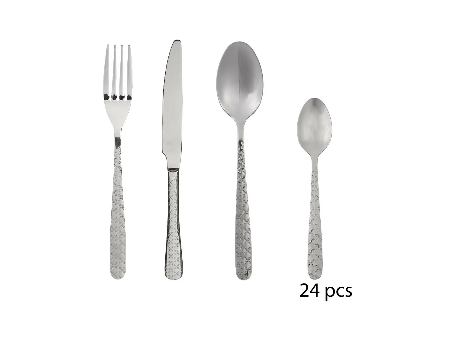 Ménagère Inox 24 Pièces "Flora" 23cm Argent