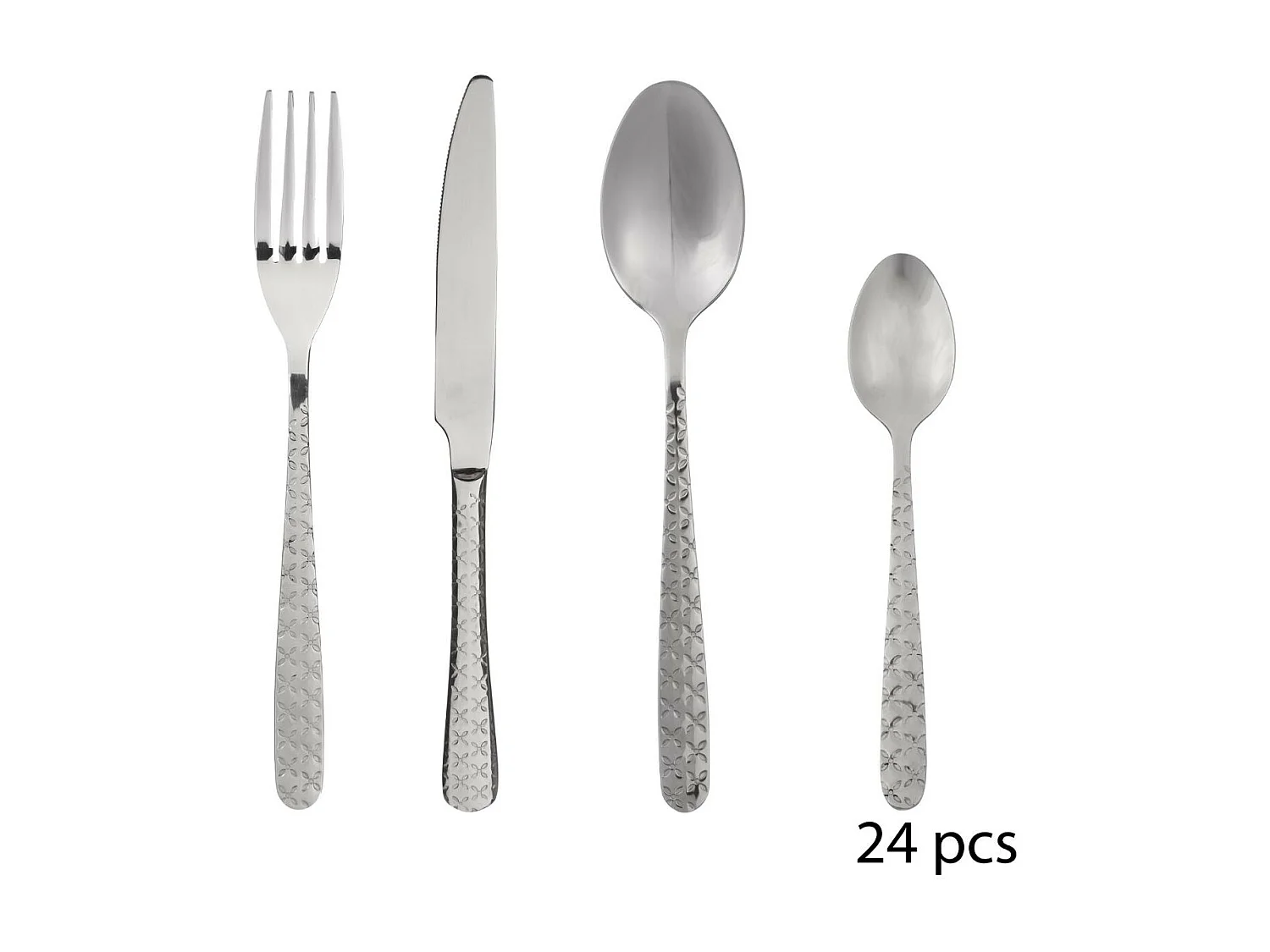 Ménagère Inox 24 Pièces "Flora" 23cm Argent