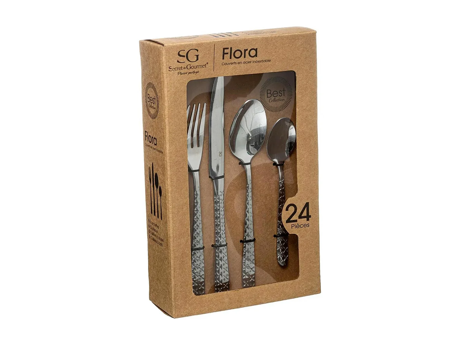 Ménagère Inox 24 Pièces "Flora" 23cm Argent