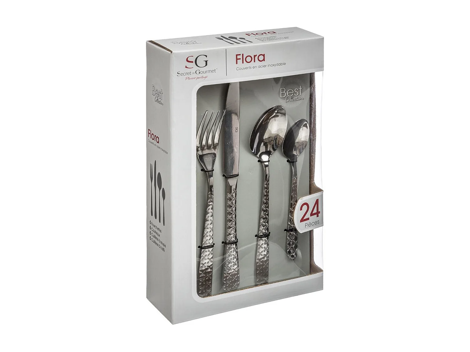 Ménagère Inox 24 Pièces "Flora" 23cm Argent