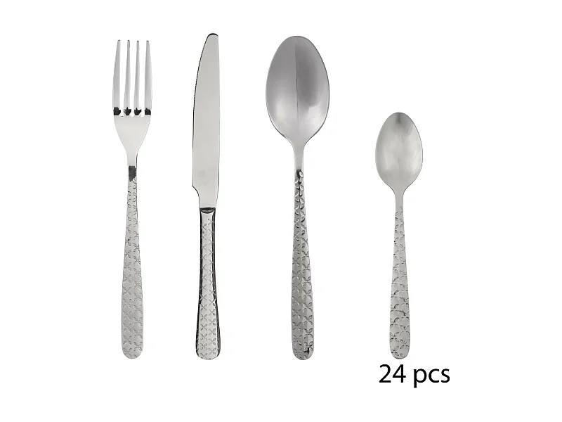 Ménagère Inox 24 Pièces "Flora" 23cm Argent
