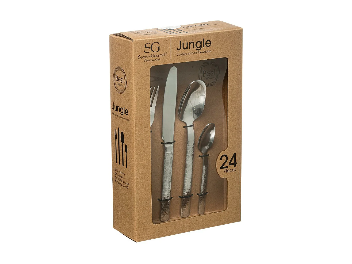Ménagère Inox 24 Pièces "Jungle" 22cm Argent