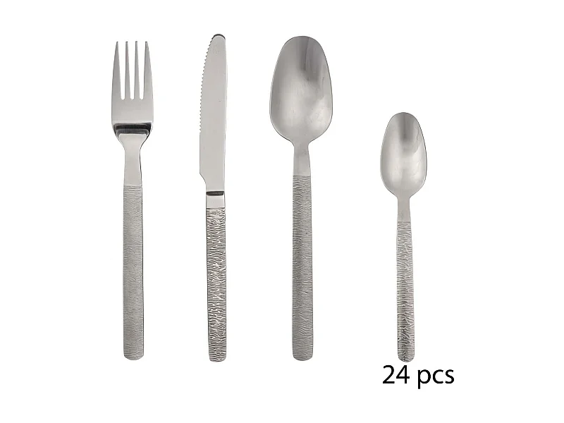 Ménagère Inox 24 Pièces "Jungle" 22cm Argent