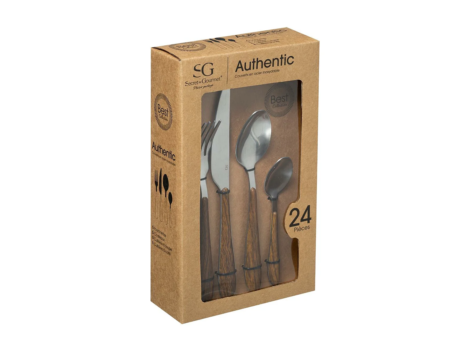 Ménagère 24 Pièces Inox "Marc" 27cm Naturel