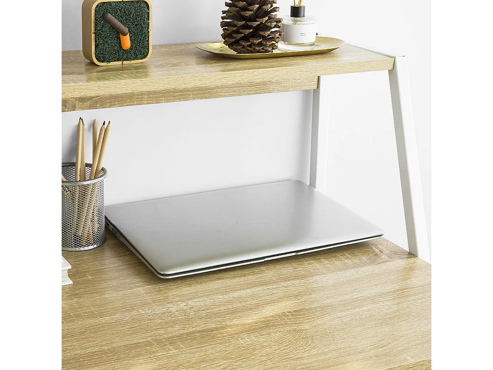 Mesa de Escritorio Mesa de Ordenador con 2 cajones y 1 Estante L81 cm x P50cm x H100cm FWT63-N SoBuy ES